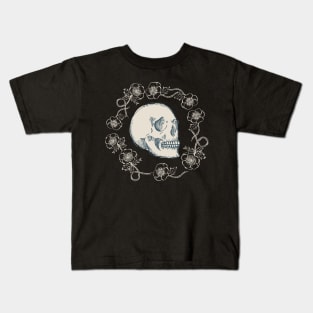 Skull and Flowers {Bone} Kids T-Shirt